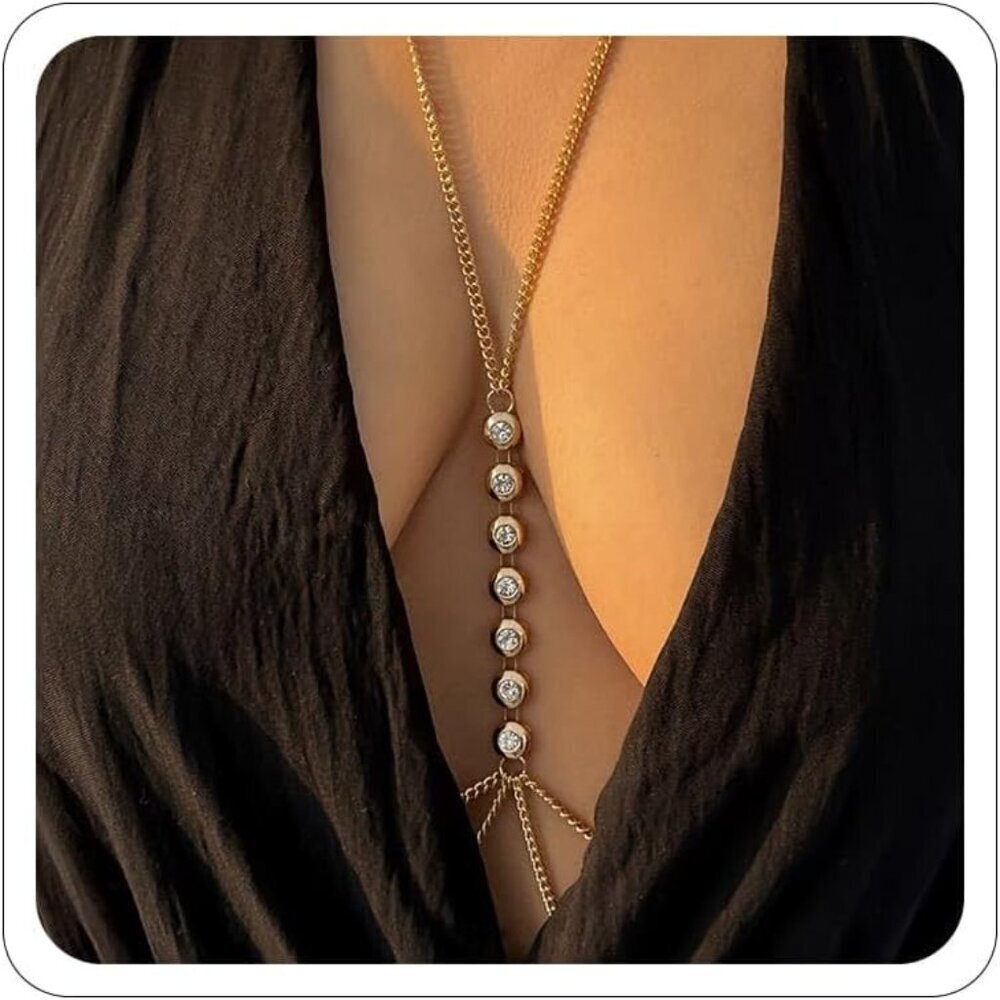 🆕Women Gold Body Jewelry Sexy Body Chain Waist Crossover Belly Chain Bikini